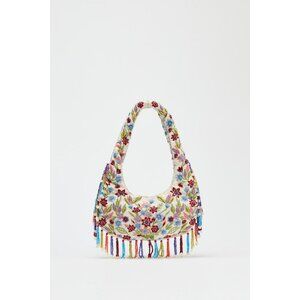 ZARA OVAL BAG WITH FLORAL EMBROIDERY